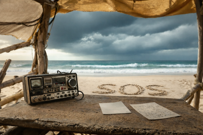 Castaway Island escape room in Ann Arbor featuring over 5,000 pounds of real sand. Don't buy stuff make memories.